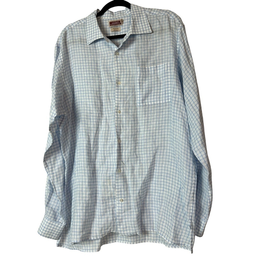 House Of Carrington woven in Italy 100% Linen Men's Button up shirt size L